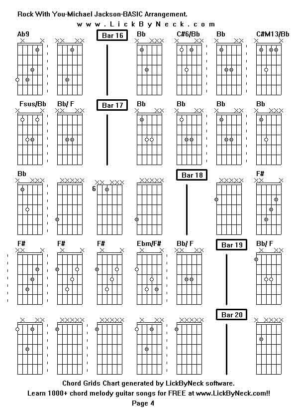 Chord Grids Chart of chord melody fingerstyle guitar song-Rock With You-Michael Jackson-BASIC Arrangement,generated by LickByNeck software.